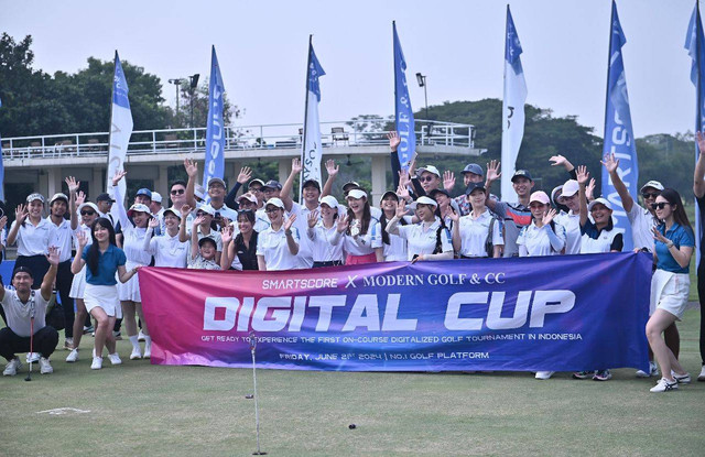 Turnamen bernama Smartscore x Modern Golf & CC Digital Cup 2024 berlangsung pada Jumat (21/6). Ini merupakan turnamen golf digital pertama yang diselenggarakan di lapangan di Indonesia. Foto: Smartscore Global