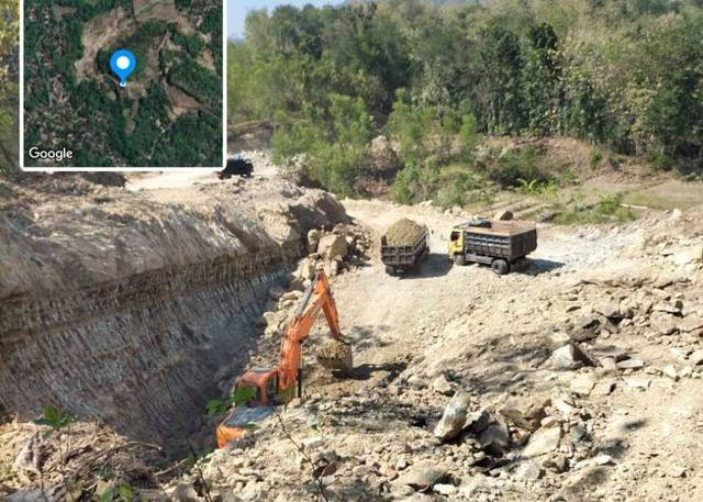 Aktivitas tambang galian c di Dusun Sumberan, Tancep, Ngawen, Gunungkidul. Foto: Istimewa