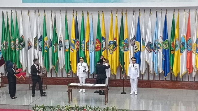 Menteri Dalam Negeri Tito Karnavian dalam acara pelantikan Pj Gubernur Sumut, Sumsel dan NTB di kantor Kemendagri, Jakarta Pusat, Senin (24/6/2024). Foto: Fadlan Nuril Fahmi/kumparan