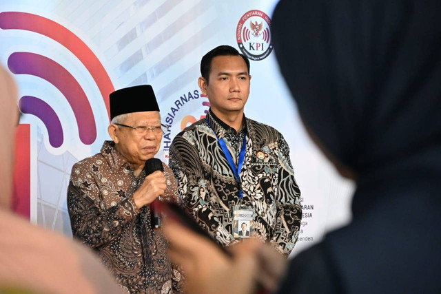 Wakil Presiden Ma'ruf Amin usai menghadiri Rakornas KPI. Foto: BPMI Setwapres