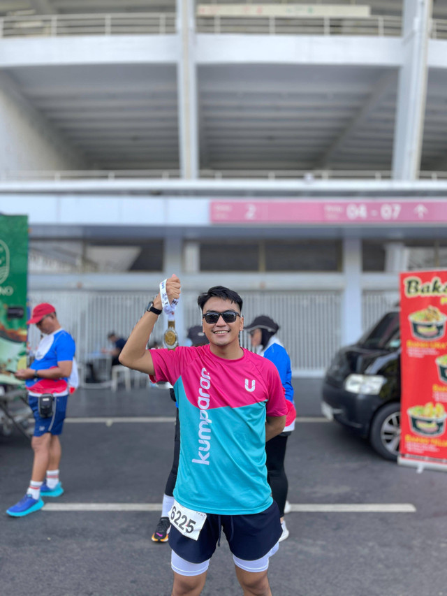 Hilham, peserta teman kumparan Running Club yang ikut BTN RUN 2024. Foto: dok istimewa