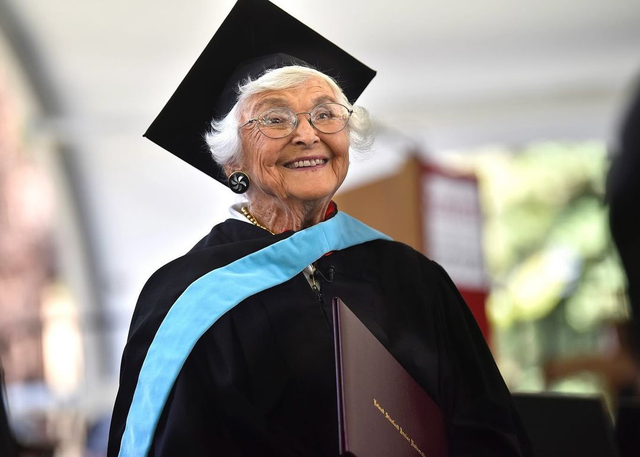 Virginia Hislop, perempuan lulus S2 Stanford University di usia 105 tahun. Foto: Instagram @stanfordeducation