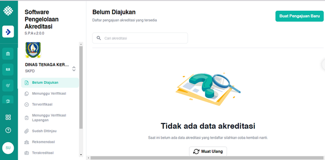 Tampilan layar Software Pengelolaan Akreditasi LPK sumber : https://akreditasi.console.kemnaker.go.id/