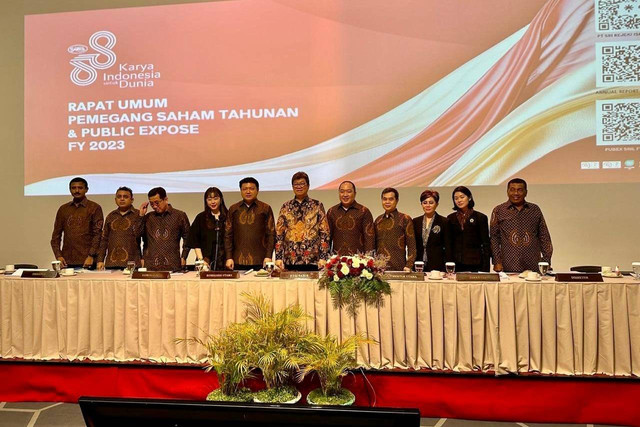 Direksi PT Sri Rejeki Isman Tbk (SRIL) atau Sritex menggelar paparan publik dan Rapat Umum Pemegang Saham Tahunan (RUPST), Selasa (25/6/2024). Foto: PT Sri Rejeki Isman Tbk