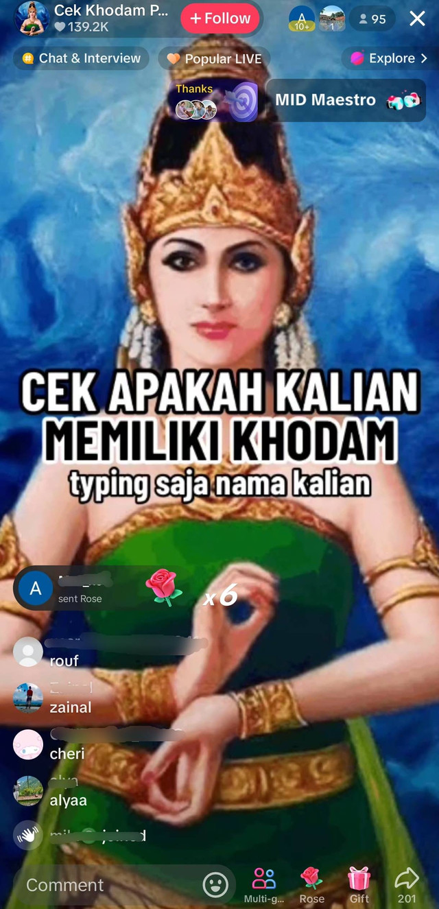 Tangkapan layar TikTok Cek Khodam. Foto: TikTok