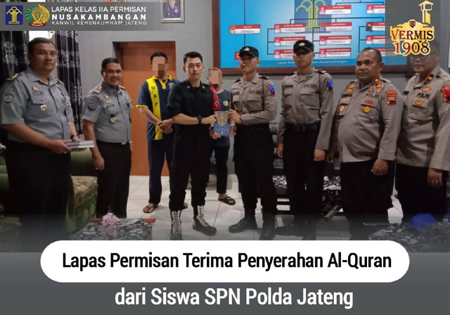 Lapas Permisan Terima Penyerahan Al-Quran dari Siswa SPN Polda Jateng