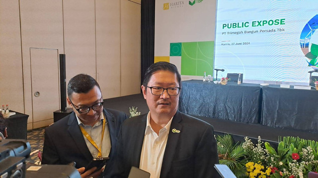 Direktur Utama Harita Nickel, Roy Arman Arfandy, dalam Paparan publik tahunan PT Trimegah Bangun Persada Tbk (NCKL) di Jakarta, Kamis (27/6/2024). Foto: Ghifari/kumparan 
