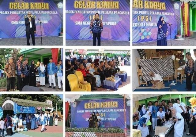 Foto Penyelenggaraan Pentas Akhir Tahun di SMA Negeri 1 Martapura dengan kegiatan Pagelaran Proyek Penguatan Profil Pancasila (P5) bertemakan Kewirausahaan (22/06)/ sumber : www.instagram.com/smanegeri1mtp