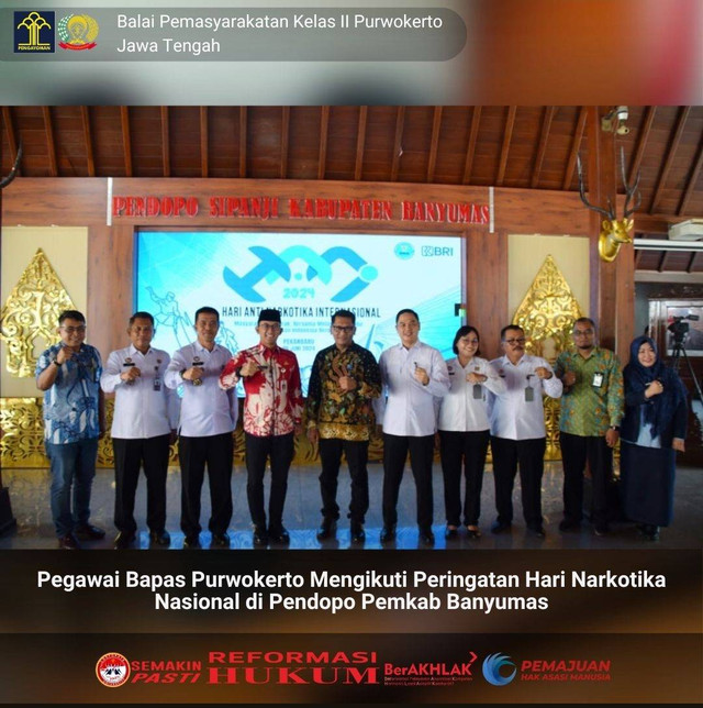 Bapas Purwokerto Ikuti Peringatan Hari Narkotika Nasional di Pendopo Banyumas