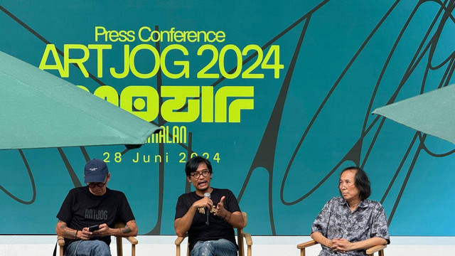 Konferensi pers pembukaan ARTJOG 2024 di Jogja National Museum, Jumat (28/6). Foto: Mulya Dwi Atmana/Pandangan Jogja