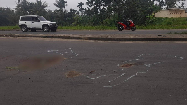 Lokasi dua personil drumband tewas di Jalan Lingkar Selatan (Lingsel), Kecamatan Cisaat, Kabupaten Sukabumi, Sabtu (29/6/2024). Foto: kumparan