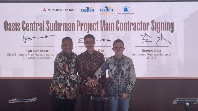 Taspen Properti kerja sama dengan perusahaan Jepang, PT Mitsubishi Estate Co.Ltd, untuk pembangunan Oasis Central Sudirman di Jakarta, Senin (1/7/2024). Foto: Ghifari/kumparan 