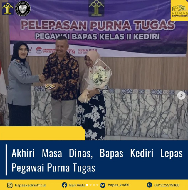 Akhiri Masa Dinas, Bapas Kediri Lepas Pegawai Purna Tugas