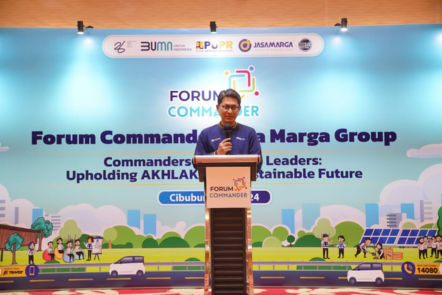 Direktur Human Capital & Transformasi Jasa Marga Bagus Cahya A.B. pada Forum AKHLAK Commander dan sharing session mengenai Environment, Social, Governance (ESG) pada AKHLAK Festival 2024 di Cibubur. Foto: Dok. Jasa Marga