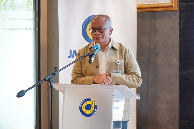 Direktur Pengembangan Usaha Jasa Marga M. Agus Setiawan memberikan sambutan dalam kegiatan Bimbingan Teknis (Bimtek) dan Workshop Keterbukaan Informasi Publik Jasa Marga Tahun 2024 di Jakarta. Foto: Dok. Jasa Marga