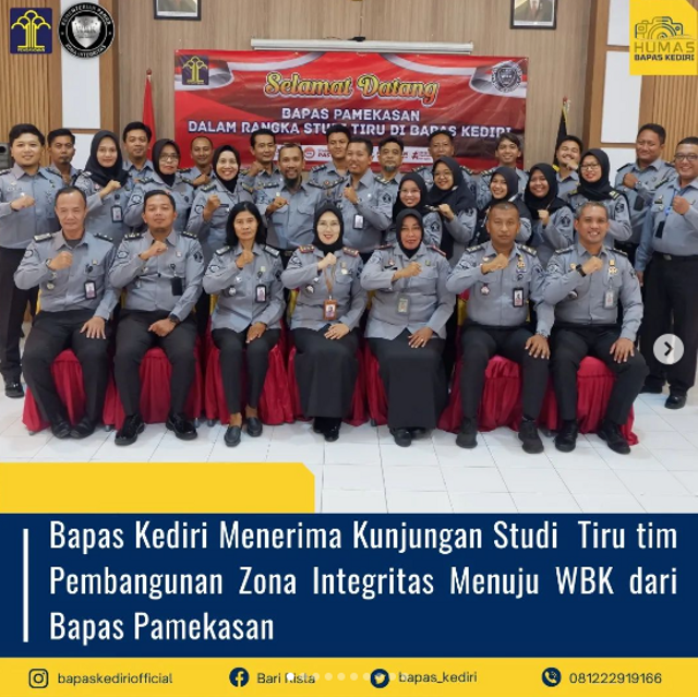 Bapas Kediri Menerima Kunjungan Studi Tiru tim Pembangunan Zona Integritas Menuju WBK dari Bapas Pamekasan