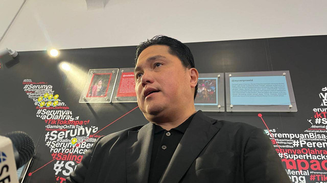 Menteri BUMN Erick Thohir saat ditemui di acara PT Pos Indonesia (Persero) dan TikTok Indonesia, Rabu (10/7/2024). Foto: Fariza Rizky Ananda/kumparan