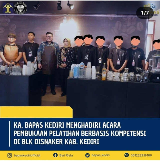 Ka. Bapas Kediri Menghadiri Acara Pembukaan Pelatihan Berbasis Kompetensi Di BLK Disnaker Kab. Kediri