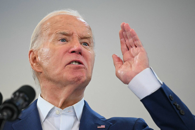 Presiden AS Joe Biden berbicara dalam acara kampanye di Renaissance High School di Detroit, Michigan, pada 12 Juli 2024. Foto: MANDEL NGAN / AFP