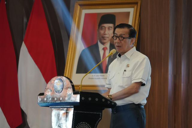 Menkumham Yasonna H. Laoly saat membuka peringatan Hari Pengayoman ke-79 di Graha Pengayoman Jakarta, Senin (15/07/24). Foto: Dok. Kemenkumham