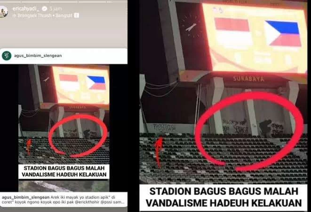 Tangkapan layar aksi vandalisme yang terjadi di stadion GBT Surabaya,