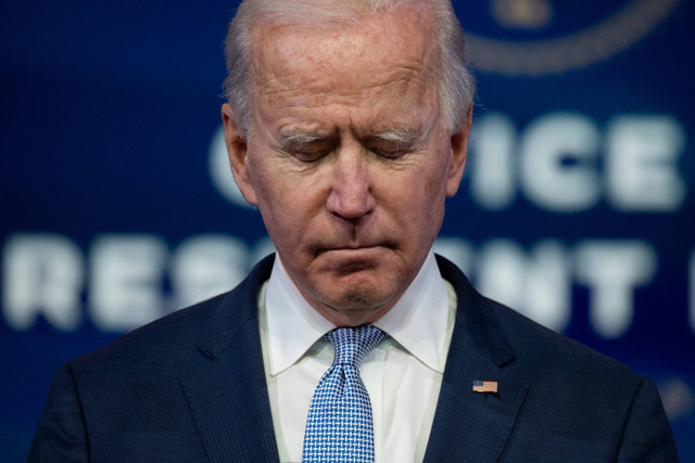 Presiden AS Joe Biden memberikan keterangan pers di Queen Theatre, Wilmington, Delaware. AS pada 6 Januari 2021. Foto: JIM WATSON / AFP