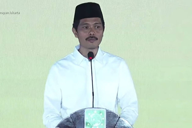 KH Imam Jazuli memberi sambutan saat Hari Lahir PKB ke 26 di Jakarta Convention Center, Selasa (23/7/2024). Foto: Youtube/ DPP PKB