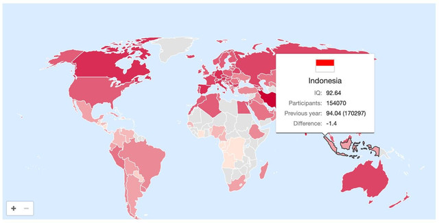 Daftar IQ tiap negara. Foto: International IQ Test