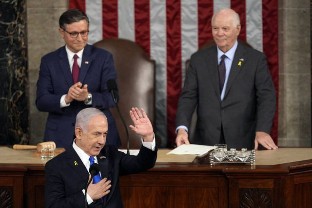 Perdana Menteri Israel, Benjamin Netanyahu berpidato di Kongres AS, Rabu (24/7) Foto: AP 