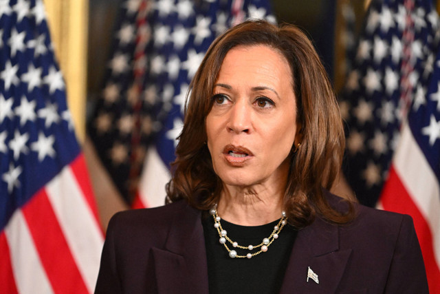 Wakil Presiden AS Kamala Harris di kantor seremonial Wakil Presiden di Gedung Kantor Eksekutif Eisenhower di Washington, DC, pada 25 Juli 2024. Foto: ROBERTO SCHMIDT / AFP