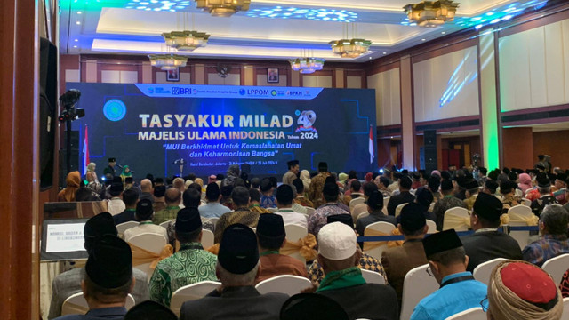 Suasana acara Tasyakur Milad MUI ke-49 di Hotel Borobudur, Jakarta, Jumat (26/7/2024). Foto: Luthfi Humam/kumparan