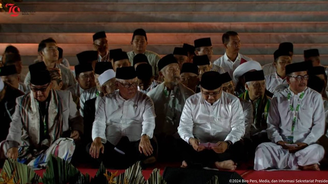 Menteri Kabinet Indonesia Maju hadiri Zikir Kebangsaan di Istana Negara, Jakarta, Kamis (1/8/2024). Foto: YouTube/Sekretariat Presiden