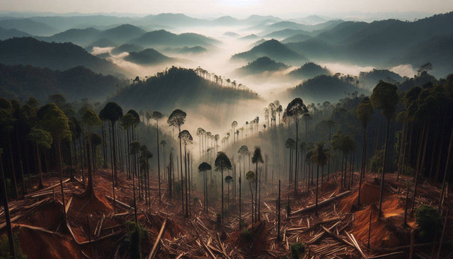 Ilustrasi deforestasi di Indonesia. (www.bing.com)