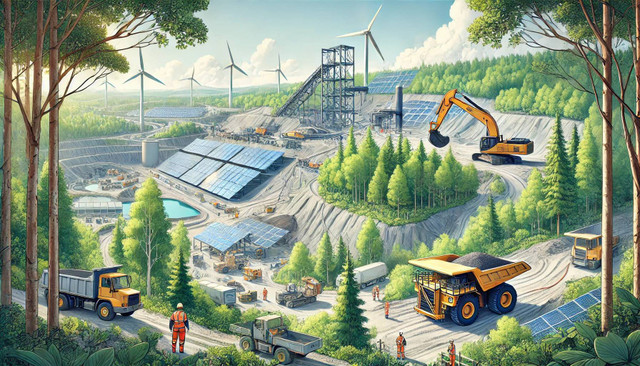 Sustainable Mining, diilustrasikan menggunakan DALL·E 3