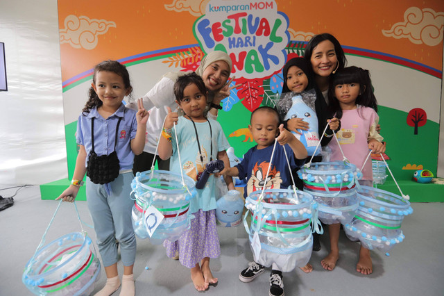 Anak-anak yang berpartisipasi di Kreasi Ceria DIY Toy Basket bersama Le Minerale. Foto: dok. kumparan