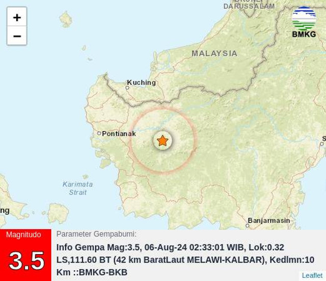 Gempa bumi tektonik di Melawi, tepatnya di Desa Nanga Kayan. Foto: BMKG