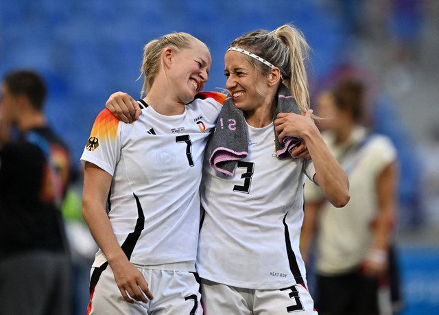 Timnas Wanita Jerman sukses sabet medali perunggu Olimpiade Paris 2024. Foto: ARNAUD FINISTRE / AFP