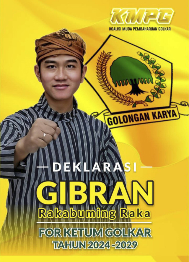 Poster dukungan Gibran Rakabuming Raka jadi Ketum Golkar. Foto: Dok. Istimewa