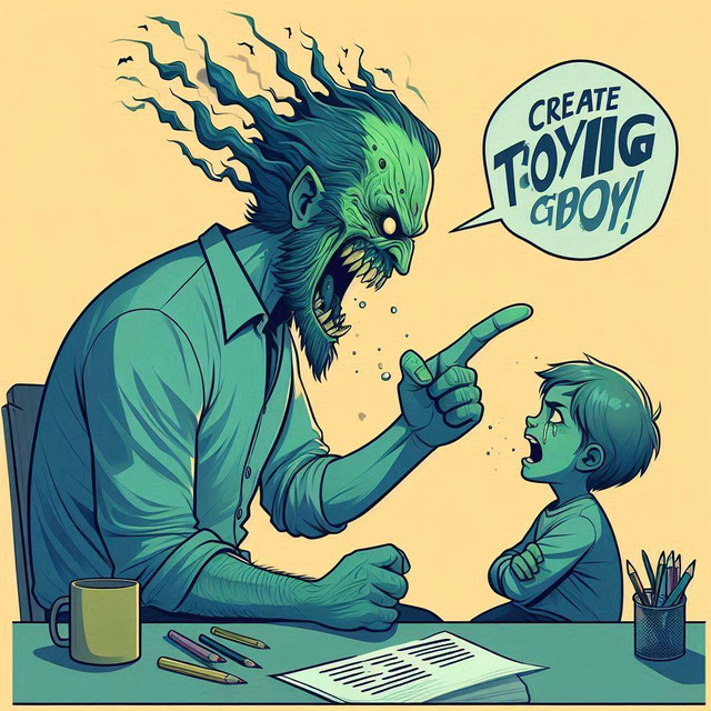 Ilustrasi Toxic Parenting (Sumber: Bing ai image generator)