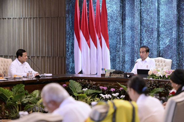 Menteri Pertahanan RI sekaligus presiden terpilih 2024-2029 Prabowo Subianto dalam sidang kabinet paripurna di IKN. Foto: Dok. Istimewa