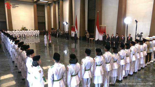 Suasana pengukuhan Paskibraka 2024 di IKN, Selasa (13/8/2024). Foto: YouTube/Sekretariat Presiden