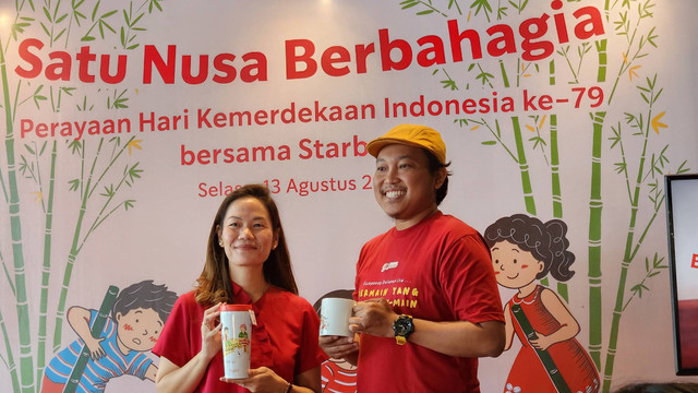 Peluncuran merchandise dan menu baru spesial Hari Kemerdekaan bertempat di Starbucks Senayan City Jakarta (13/8/2024). Foto: Azalia Amadea/kumparan 