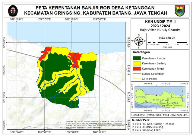 Gambar 1. Peta Kerentanan Banjir Rob Desa Ketanggan