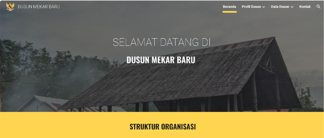 Tampilan Awal Website Dusun Mekar Baru (Dokumentasi Pribadi Tim KKN Bina Desa)