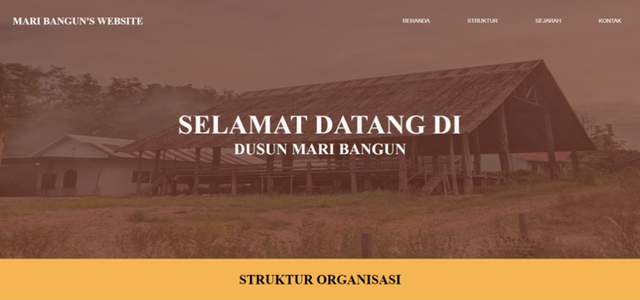 Tampilan Awal Website Dusun Mari Bangun (Dokumentasi Pribadi Tim KKN Bina Desa)