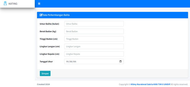 Tampilan Website KATING (Kalkulator Stunting). Sumber: Dokumentasi Pribadi, 2024