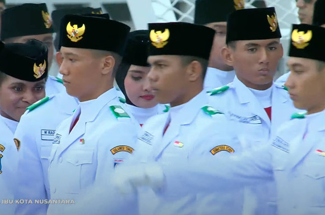 Paskibraka di Upacara Bendera di IKN, Sabtu (17/8/2024). Dok: Setpres