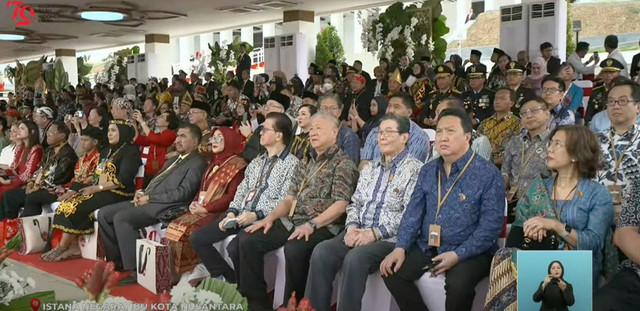 Empat taipan menghadiri HUT ke-79 RI di Istana Negara IKN, Kalimantan Timur, Sabtu (17/8/2024). Foto: YouTube/Sekretariat Presiden