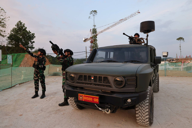 Mobil nasional Maung Pindad besutan Prabowo Subianto dipamerkan di Gelar Alutsista HUT ke-79 RI di IKN. Foto: Dok. Istimewa