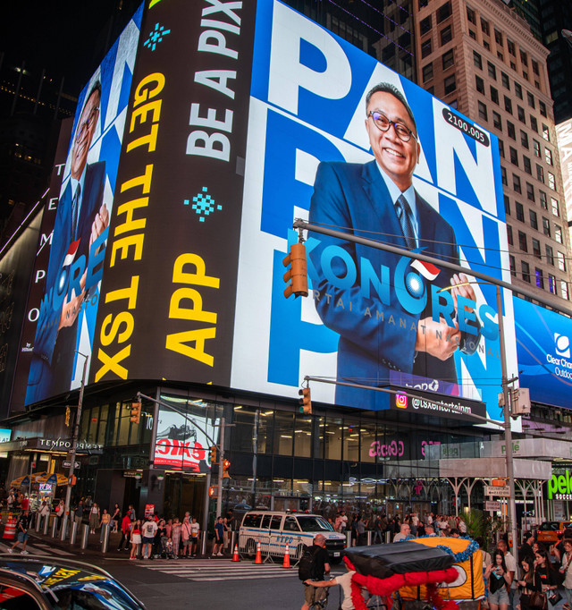 Videotron Kongres PAN muncul di Time Square New York. Foto: PAN